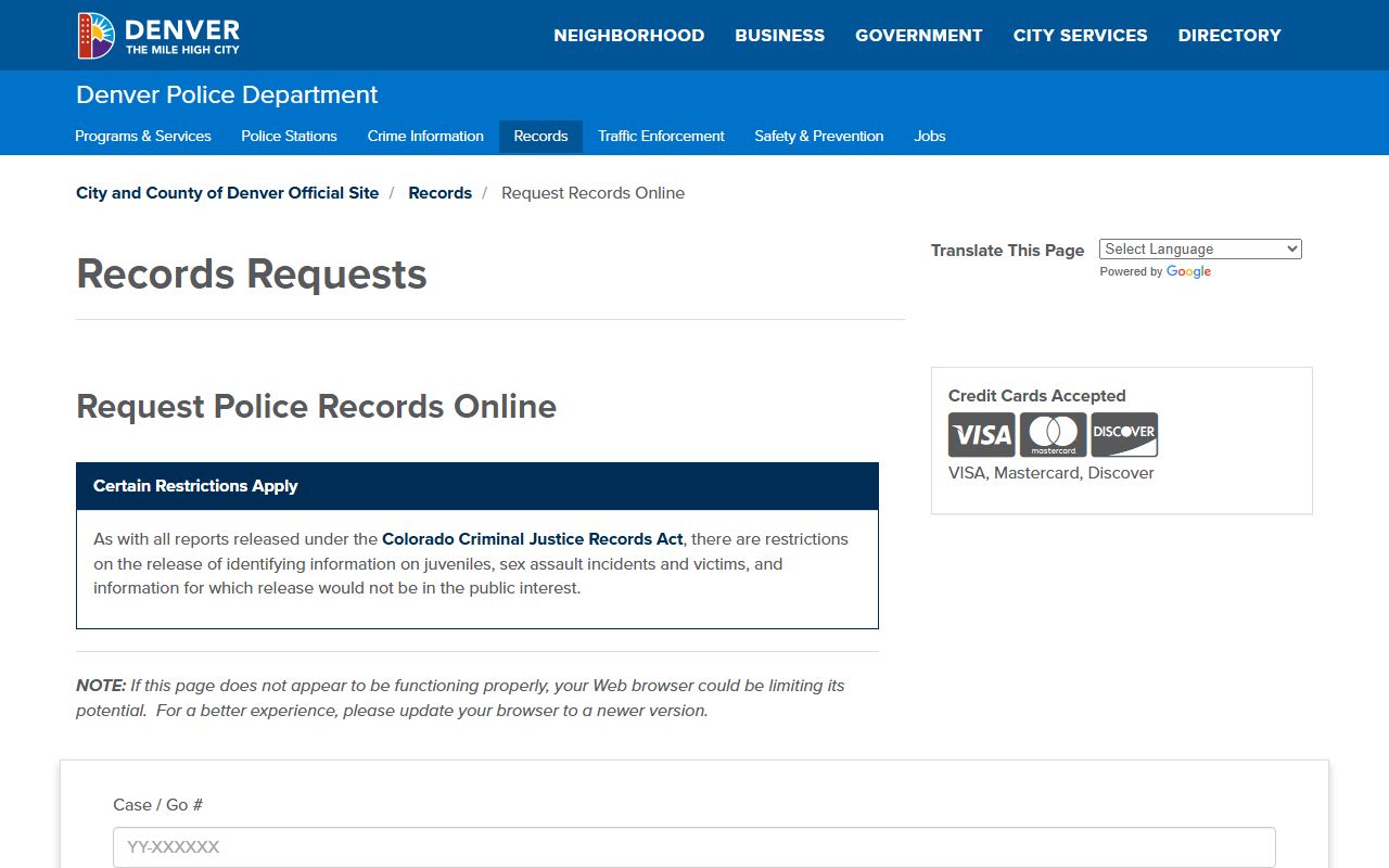 Denver Police Department records system