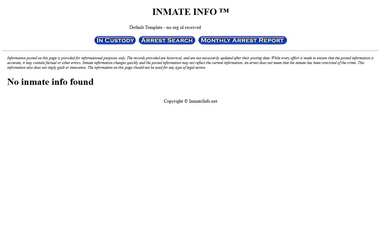Elbert County inmate search system showing current jail roster