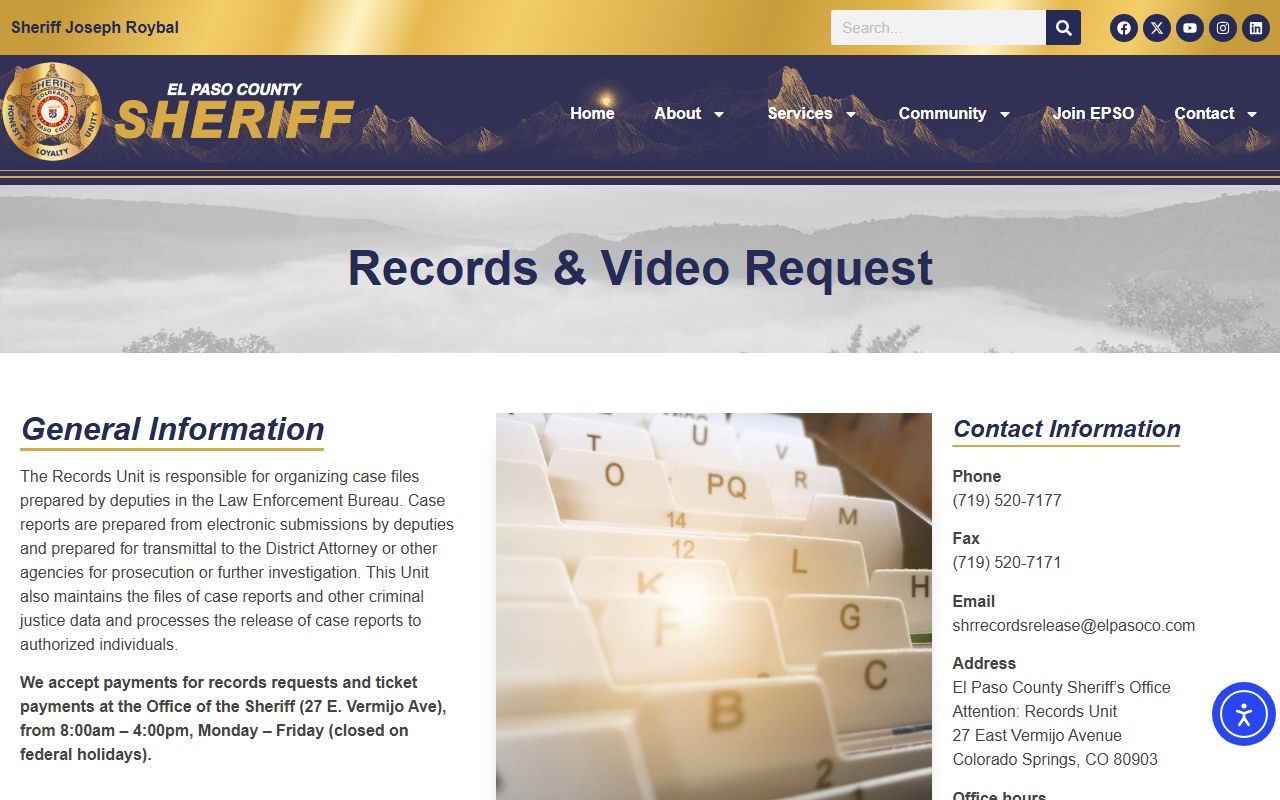 El Paso County Sheriff records request portal